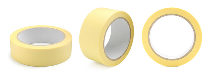 Adhesive tape, set. Rolls isolated on white