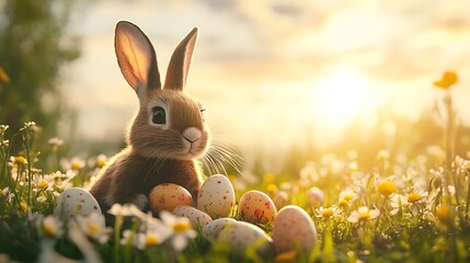 Easter bunny with Easter eggs