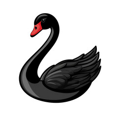 Cartoon Style Black Swan Logo Icon Illustration No Background Clear Background
