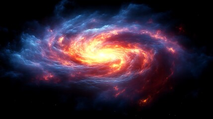 Fototapeta premium Fiery Cosmic Spiral Galaxy Nebula Swirling In Space