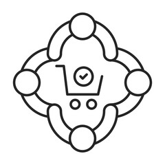 Team Shopping Icon Representing Group Purchases and Collaborative Market Decisions