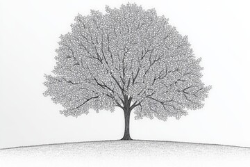 Obraz premium Beautiful tree with sprawling foliage standing proudly on a gentle hill under clear skies