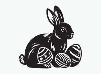 Creative Bunny with Easter Eggs Silhouette Vector - Perfect for Digital or Print Designs