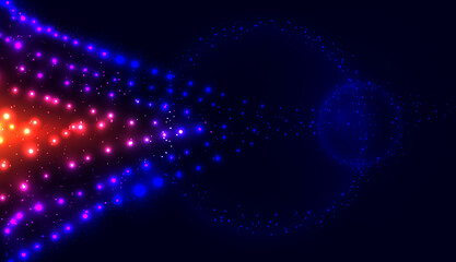 abstract Dark blue red glowing shine light particles on black background