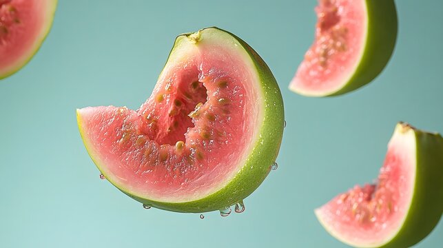 Falling Guava slice, Cutout.