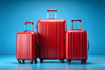 Three Red Suitcases Ready for Adventure