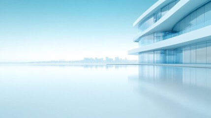 Obraz premium Vast ocean panorama, serene seascape under a clear blue sky