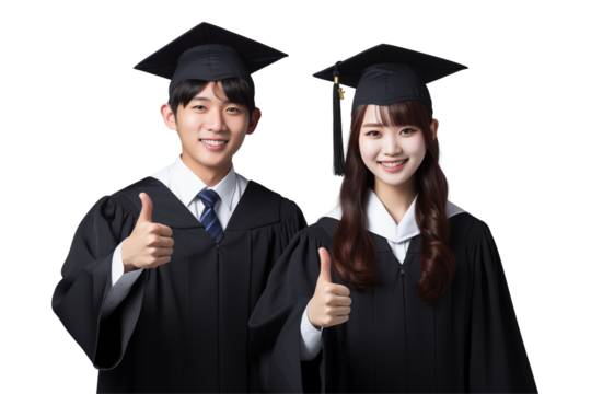 Group of cheerful Asian students smiling together on transparent background, representing diversity, positivity, and collaboration in a university or academic setting. Png cut out. Isolated images.