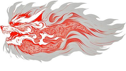 Fiery Wolf Design Artistic Abstract Illustration