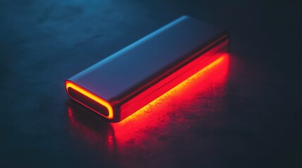 Futuristic Device: Glowing Red Illumination