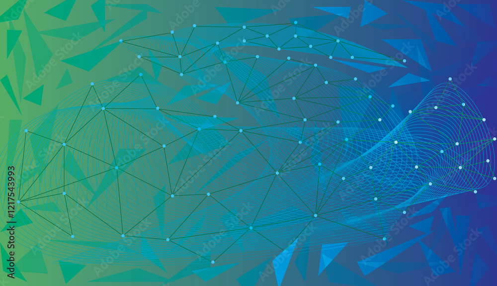 Wall mural network plexus line connection design on colorful background