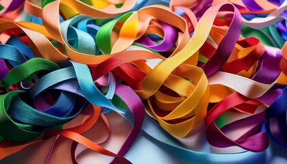 colorful ribbons on white background