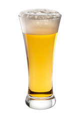 Beer glass with foam isolated on white with clipping path included.