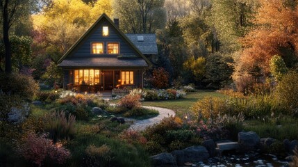 Autumnal Cottage Nestled In A Lush Forest Setting
