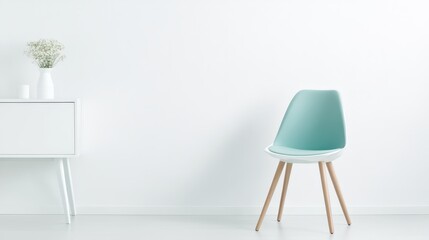 Sleek white chair and cabinet, a modern minimalist interior design inspiration for clean aesthetic