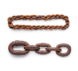 Fototapeta premium Rusty chains isolated on white background; industrial, texture, detail