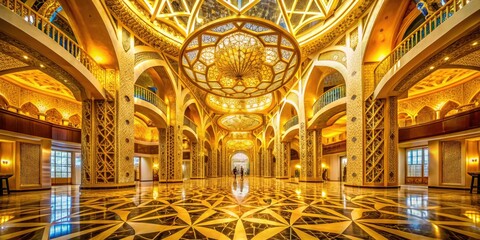 Obraz premium Abstract golden scribbles: chaotic elegance in geometric luxury design.