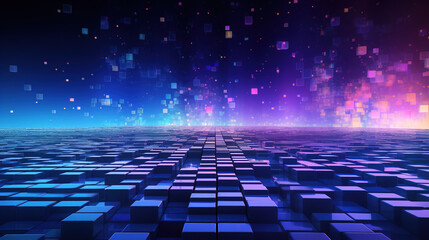 Abstract Futuristic Digital Cubes Landscape