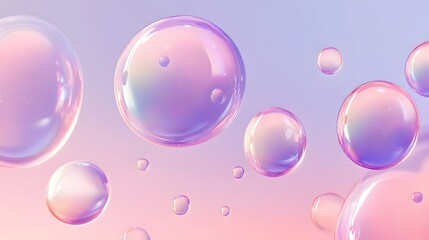 Colorful Bubbles Floating Against a Soft Pastel Background
