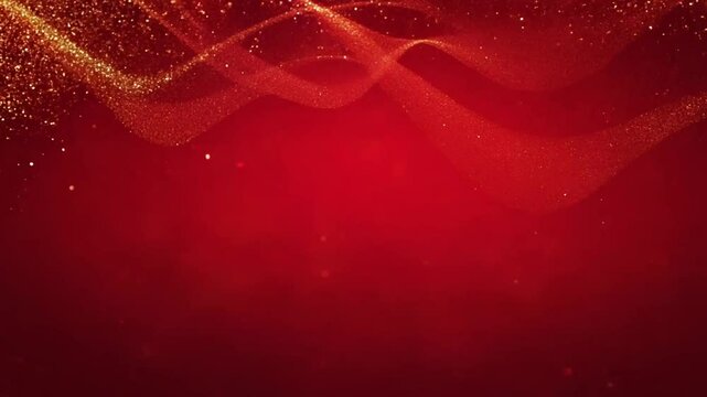 Red color background with shining glowing glitter particles New year, Christmas, Valentines day background