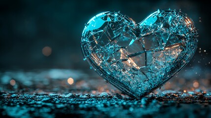 Fototapeta premium Shattered Dreams: A Broken Heart in Teal