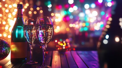 Creative New Year 2025 party with themed decorations and imaginative elements. Featuring a vibrant and festive atmosphere. Highlighting creativity and celebration. Ideal for New Year party visuals.