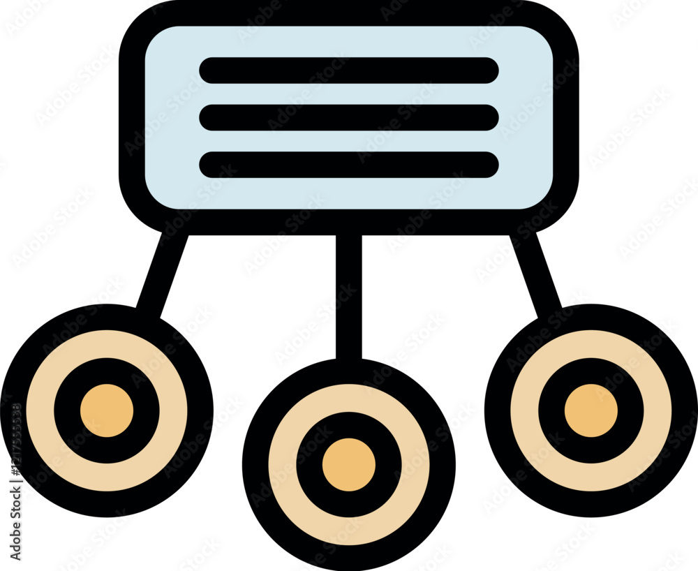 Poster server distributing data through network to three clients, network infrastructure and information te
