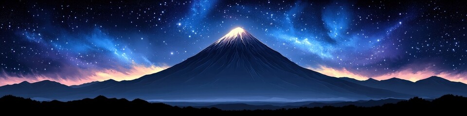 Majestic Night Sky Over Mountain Peak with Vibrant Northern Lights and Starry Galaxy Creating a Stunning Aurora Borealis Landscape Perfect for Nature Enthusiasts