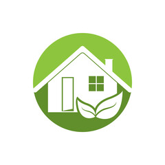 Green house leaf simple logo design