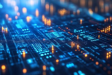 Digital network visualization showcasing data flow and communication paths in a futuristic setting