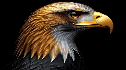 Majestic Golden Eagle Profile Against Black Background