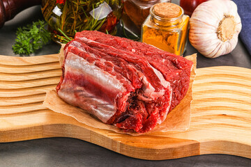 Raw beef ribs for cooking