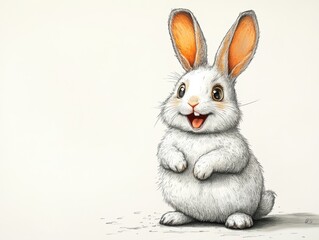 Obraz premium A cute, cartoon-style rabbit with large ears and a cheerful expression.