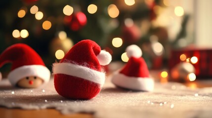 Creative Santa hat applications. Featuring inventive uses on various figures and characters. Ideal for holiday visuals.