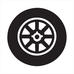 Obraz premium Car tires icon silhouette on white background 