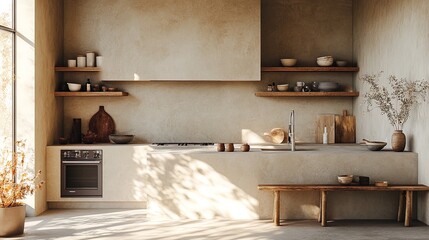 Minimalist Scandinavian kitchen, clean and inviting decor 