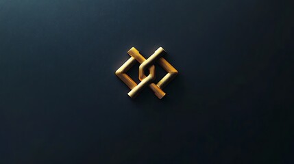 Obraz premium Golden Intertwined Geometric Shapes on Dark Background