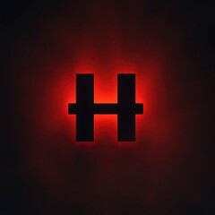 Obraz premium Glowing Red H Letter Neon Sign Dark Background
