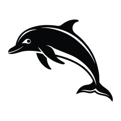 dolphin jumping vector silhouette illustration on white background