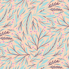 Mystical floral background, seamless pattern, vector illustration. 