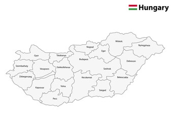 Obraz premium Map of Hungary with flag. 3d map of Hungary. Printable Vector Map of Hungary 