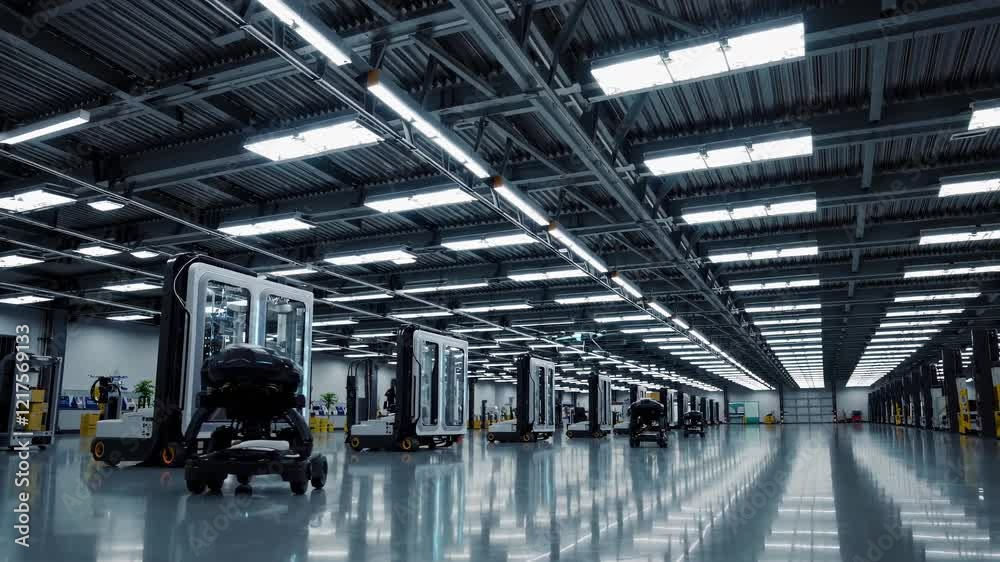Fototapete exploring a modern manufacturing facility with advanced assembly lines and streamlined operations