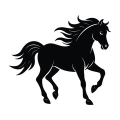 galloping horse vector silhouette illustration on white background