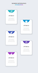 Vertical progress bar featuring 5 arrow-shaped elements, symbolizing the five stages of business strategy and progression. Clean timeline infographic design template. Vector for mobile presentation.