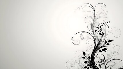 Elegant Black Floral Design On White Background