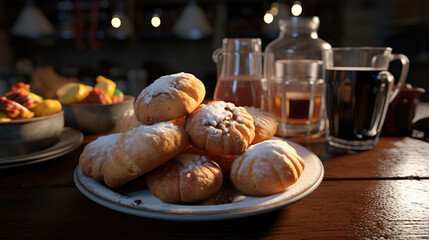 Sweet pastries dusted with sugar