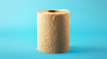 Roll of Absorbent Brown Paper Towel on Vibrant Blue Background for Cleaning and Kitchen Use