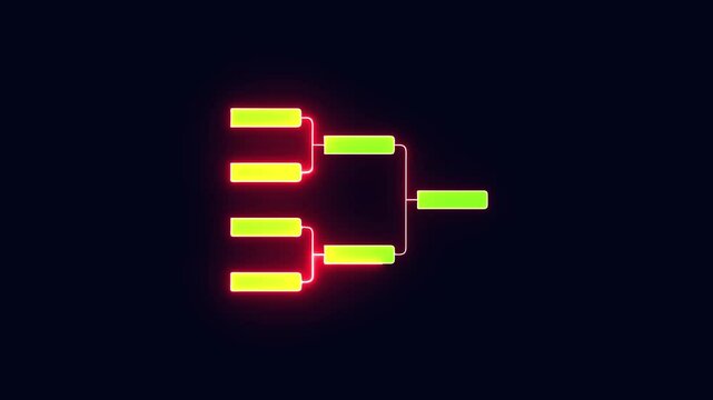 4 team tournament bracket championship template flat style design neon light isolated on white background. Championship bracket schedule for soccer, football, basketball, baseball or tennis.