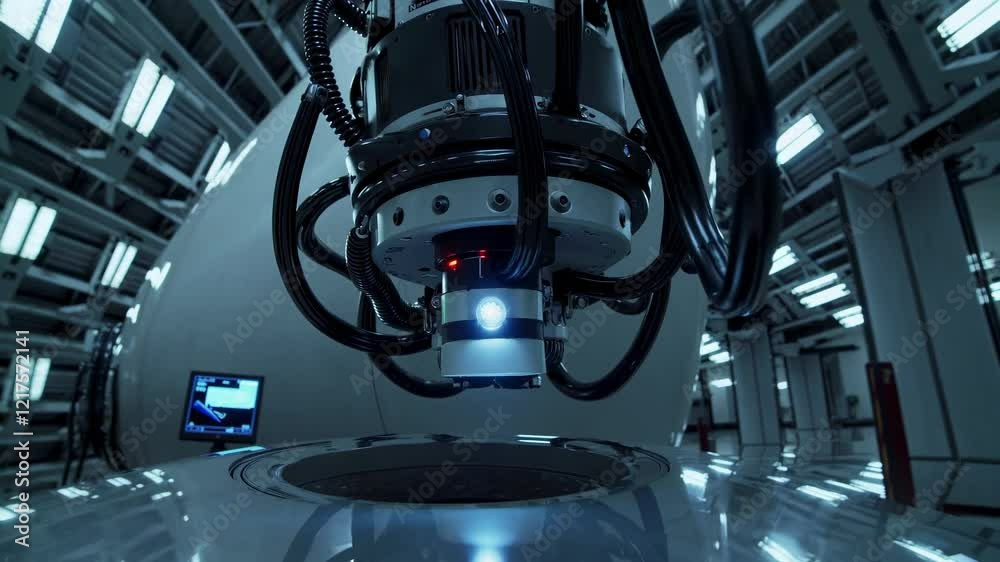 Poster advanced robotics technology in a high-tech industrial setting showcasing precision and automation