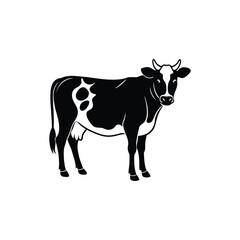 black and white cow Vector Illustration